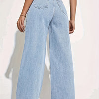 Women's Fashionable Stretchy Washed Denim Long Pants