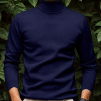 Men's Solid Color Turn-Down Collar Knit Sweater - Autumn/Winter