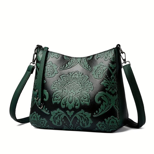 A Trendy Chinese-Style Embossed Shoulder Bag for Women