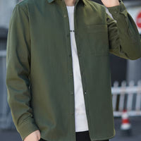 Men's Lined Warm Business Casual Shirt – Pure Cotton Long-Sleeve Button-Up Outerwear for Autumn/Winter