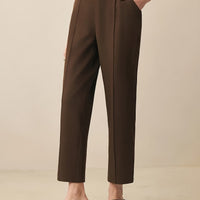 Women's Elegant Straight-Leg Office Pants with Metal Chain Detail