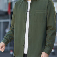 Men's Lined Warm Business Casual Shirt – Pure Cotton Long-Sleeve Button-Up Outerwear for Autumn/Winter