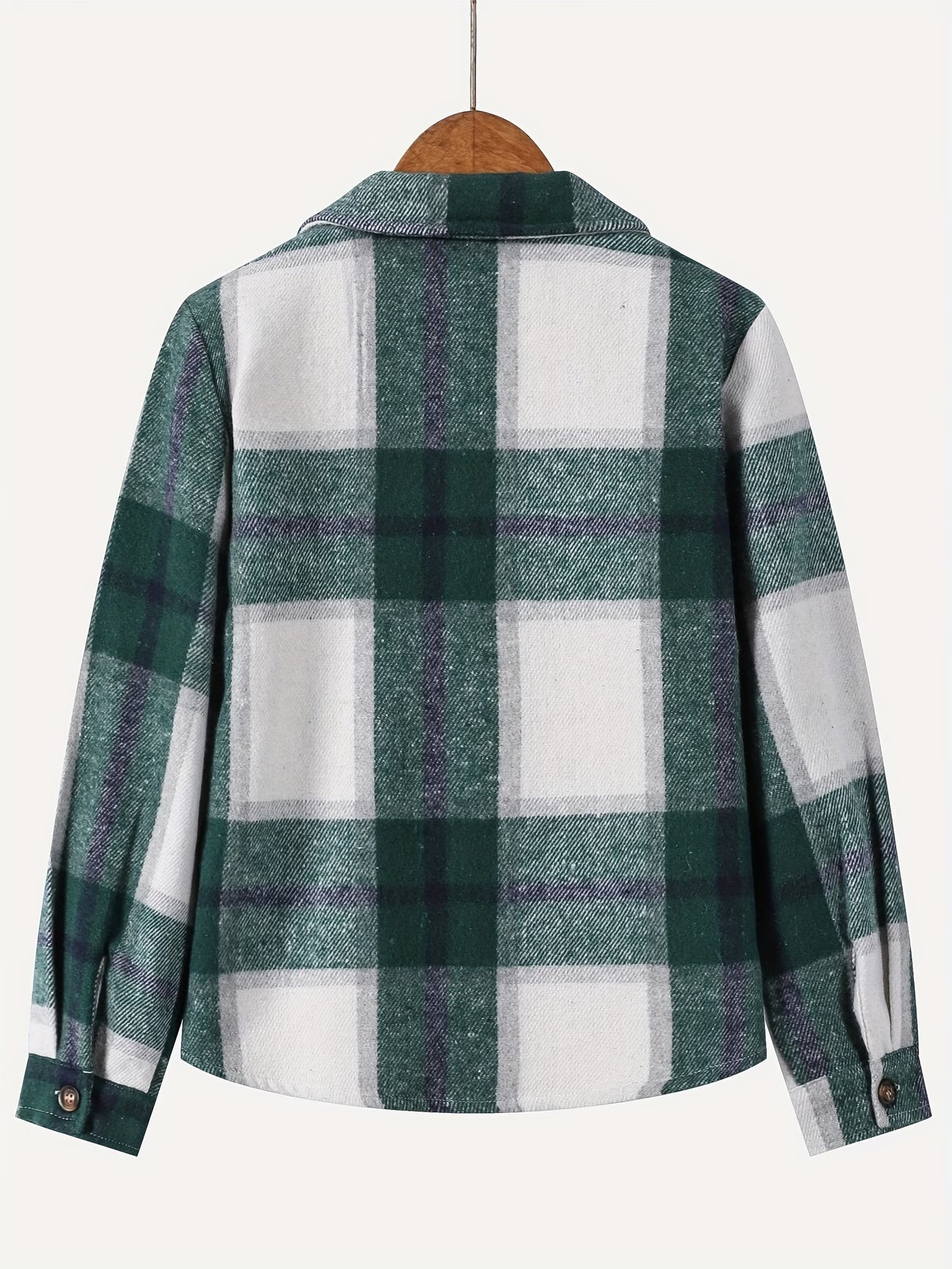 Boys' Plaid Flannel Shirt Jacket with Flap Pockets and Double Pockets