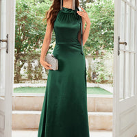Vintage 1950s Sleeveless Satin Elegant Tie Gown – Host & Evening Dress