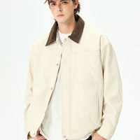 Men's Jacket, Loose Fit Spring/Autumn Outerwear with Button Cuffs