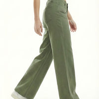 Women's Stretch Wide Leg Jeans - High Waist Loose Fit Denim Pants Casual & Office Wear