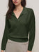 Elegant And Versatile Loose-Fit Women'S Polo Neck Long-Sleeve Sweater for Commuting