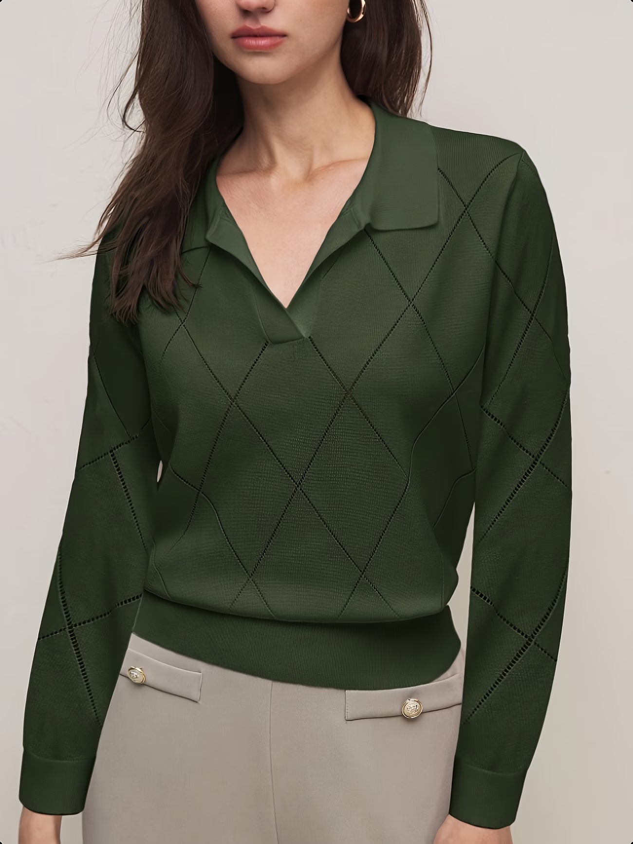 Elegant And Versatile Loose-Fit Women'S Polo Neck Long-Sleeve Sweater for Commuting