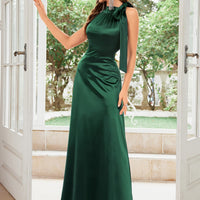 Vintage 1950s Sleeveless Satin Elegant Tie Gown – Host & Evening Dress