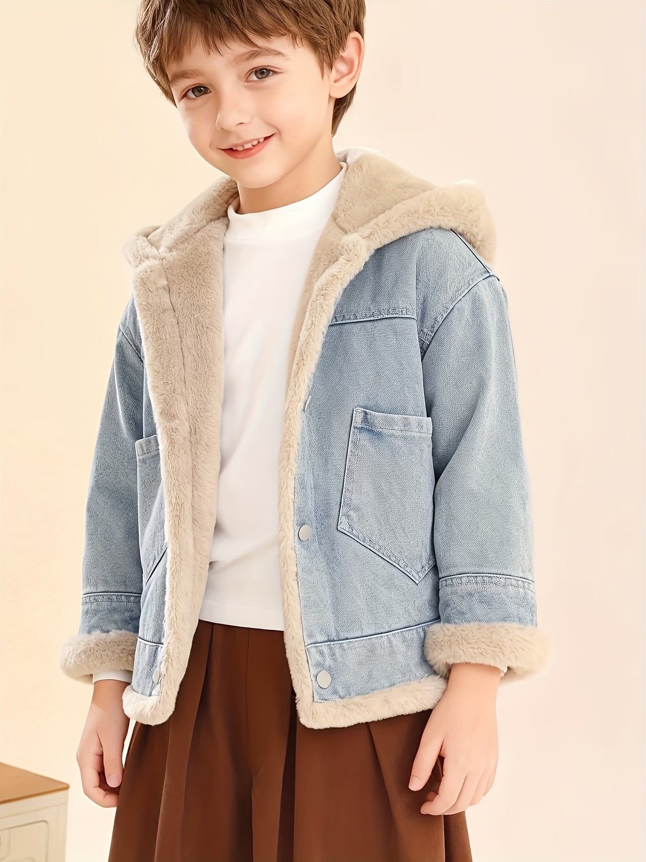 Boys' Warm Winter Hooded Jacket with Pockets