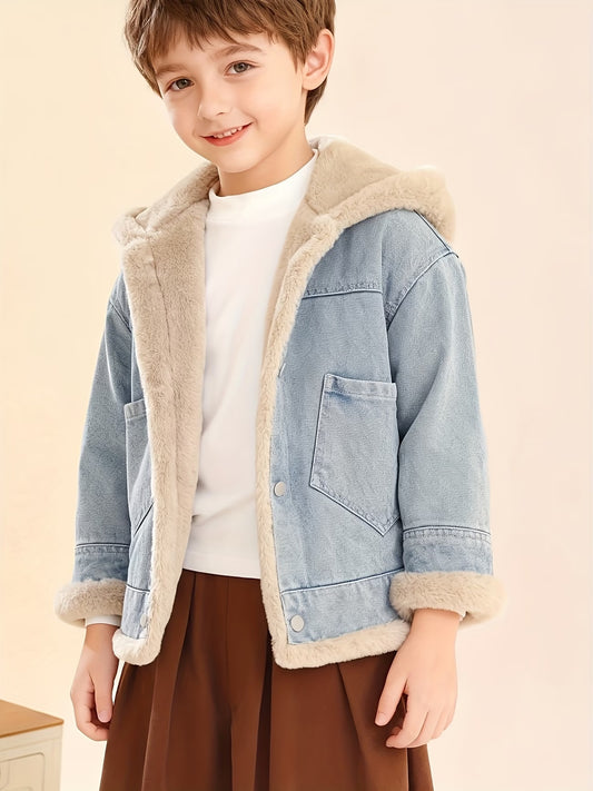 Boys' Warm Winter Hooded Jacket with Pockets