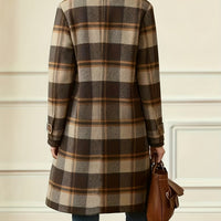 Autumn/Winter Women'S Mid-Length Check Pattern Coat