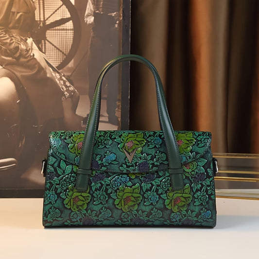 Floral Vintage Handbag for Wo - Detachable Strap & Magnetic Closure