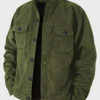 Men'S Casual Jacket with Pockets, Featuring Long Sleeves And a Stand Collar with Buttons