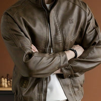 Men's Brown Faux Leather Jacket