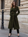 Ladies Solid Color Belted Long Sleeve Trench Coat with Large Lapel | Casual Style, Non-Stretch Fabric, Regular Fit