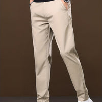 Men's Slim-Fit Stretch Dress Pants - Straight-Leg Business Casual