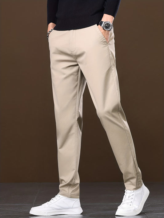 Men's Solid Color Straight-Leg Dress Pants