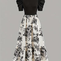 Elegant Slim-Fit Round Neck Short Sleeve Dress with Waist Tie