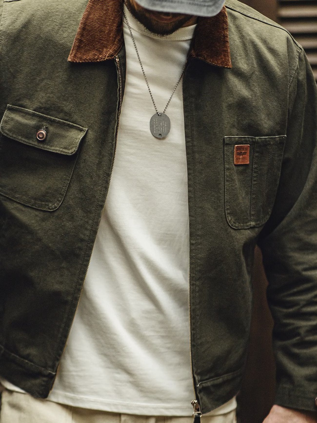 Heavyweight Jacket with Corduroy Collar