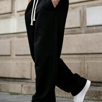 Men's Straight-Leg Casual Pants - Elastic Drawstring & Belt