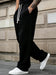 Men's Straight-Leg Casual Pants - Elastic Drawstring & Belt