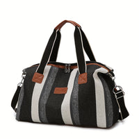Striped Retro Short-Term Travel Bag for Women