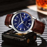CHRONOS Men's Casual Sports Watch - Real Leather Band & Quartz Movement