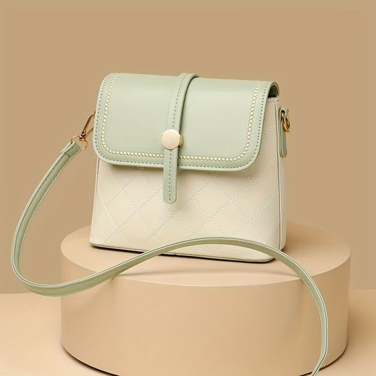 Mini Solid Color Crossbody Bag – Women's Buckle Decor Flap Shoulder Purse for Everyday