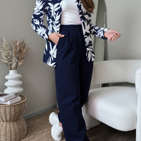 Autumn Fashion Women's Set: Floral Print Long-Sleeve Blouse