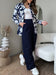 Autumn Fashion Women's Set: Floral Print Long-Sleeve Blouse