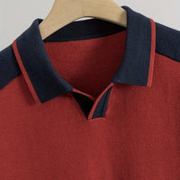 Men's Raglan Sleeve Sweater - Color-Blocked Polo Collar