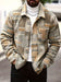 Men'S Geometric Patterned Long-Sleeve Single-Breasted Pocket Casual Fleece Jacket