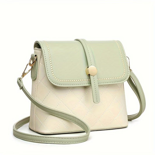 Mini Solid Color Crossbody Bag – Women's Buckle Decor Flap Shoulder Purse for Everyday