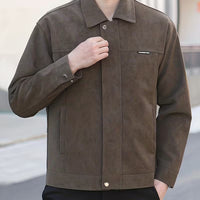 Men's PU Leather Lapel Short Jacket – Casual Business Outerwear for Spring & Autumn