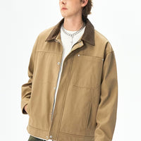 Men's Pure Wool Lapel Casual Sport Jacket – Loose Work Outerwear in Khaki, Black, Beige & Olive Green