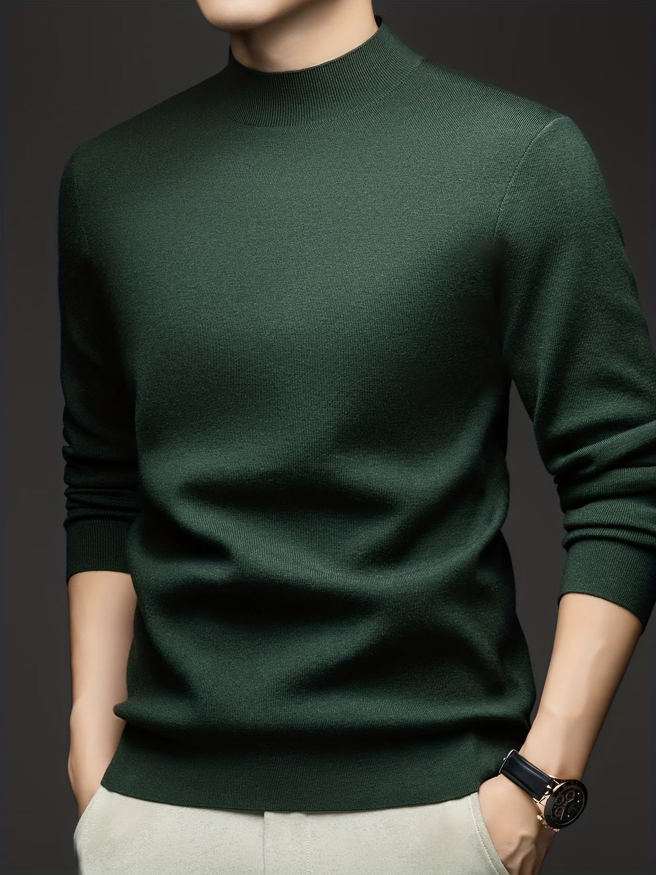 New Cross-Border Autumn And Winter Men'S Knitted Base Layer with a Round Neck