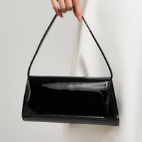 Solid Color Glossy Women's Small Handbag – Geometric Shape with Detachable Straps