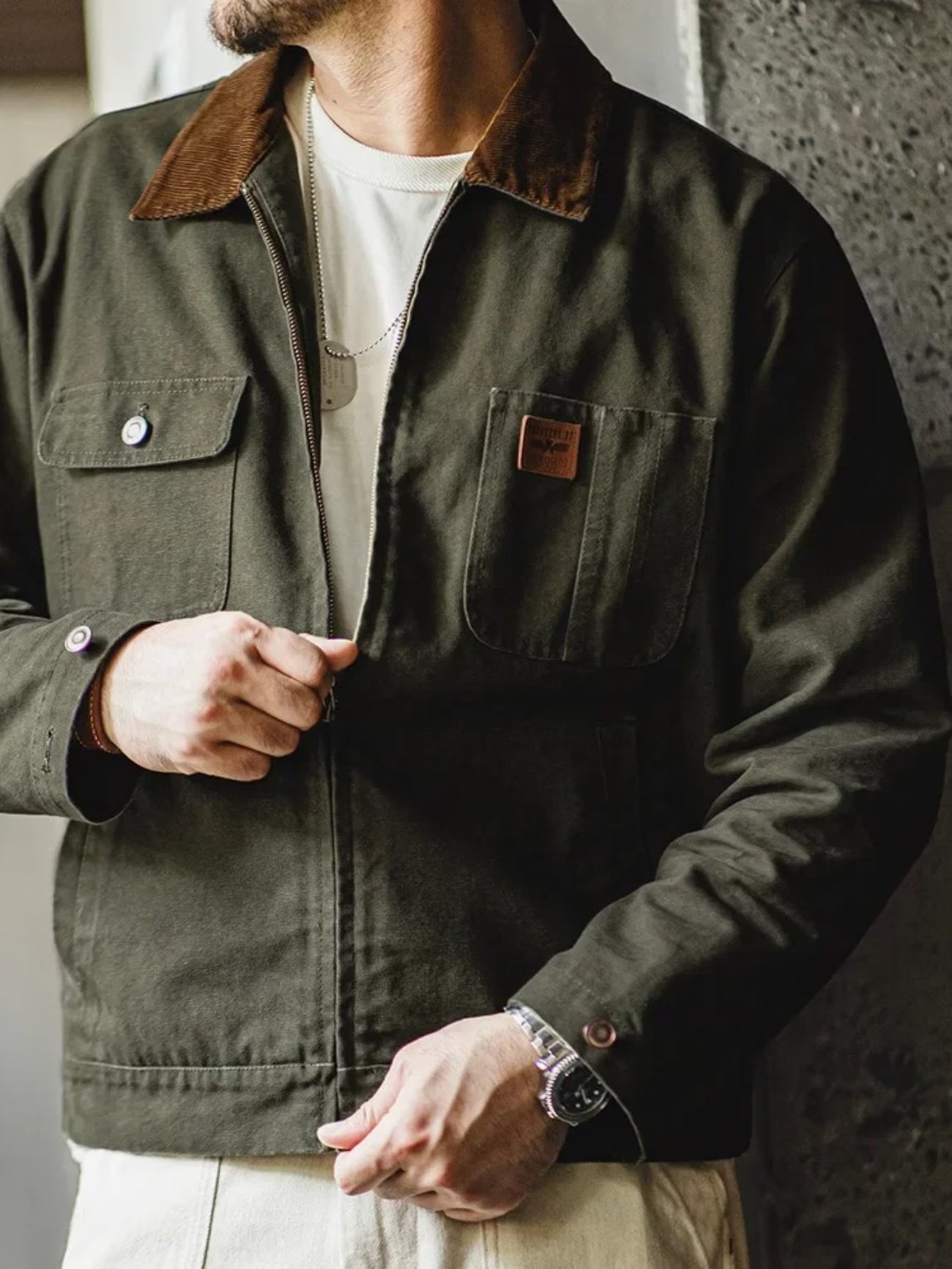 Heavyweight Jacket with Corduroy Collar