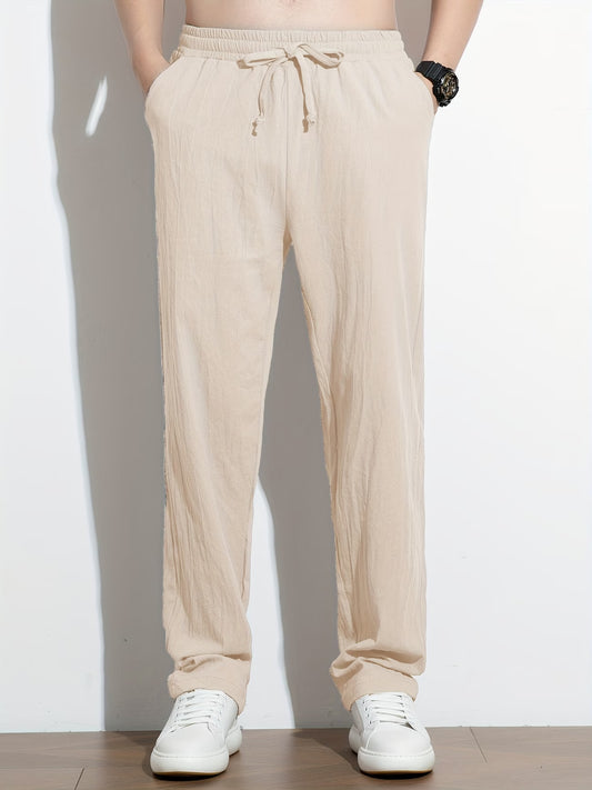 Men'S -Linen Drawstring Elastic Waist New Casual Sports Pants