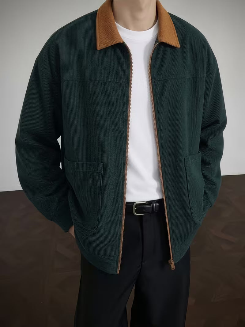Men's Corduroy Color-Block Suit Jacket – Retro Casual Versatile Outerwear
