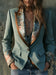 Bohemian Style Elegant Vintage Charm Vibrant Floral Print Single-button Long Sleeve Blazer Jacket with Practical Pockets