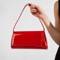 Solid Color Glossy Women's Small Handbag – Geometric Shape with Detachable Straps