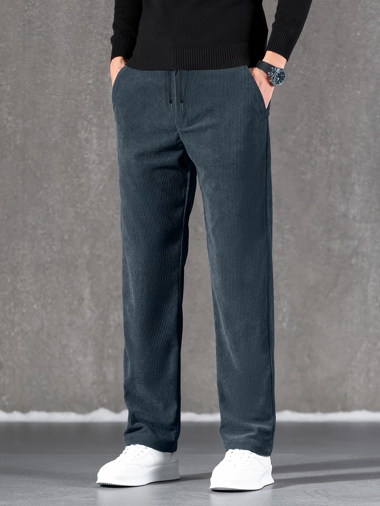 Men's Heavyweight Corduroy Fleece-Lined Sports Pants - Straight-Leg