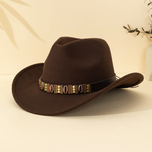 Western Cowboy Hat with Shell Decoration, Detachable Piece