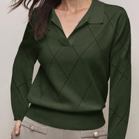 Elegant And Versatile Loose-Fit Women'S Polo Neck Long-Sleeve Sweater for Commuting