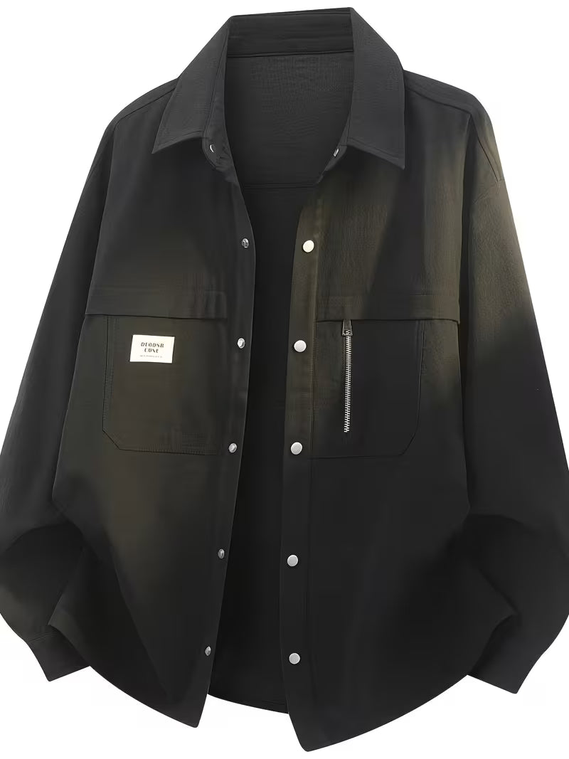 Pearson OBM Men's Shirt Jacket 2026 – Long-Sleeve Casual Work Overshirt for Spring/Autumn