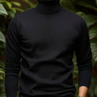Men's Solid Color Turn-Down Collar Knit Sweater - Autumn/Winter