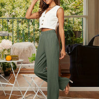 Elegant Solid Color Straight-Leg Pants