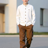 Boys' Spring/Autumn New Long-Sleeve Top and Casual Pants Set, Suitable for 8-1 Old Boys